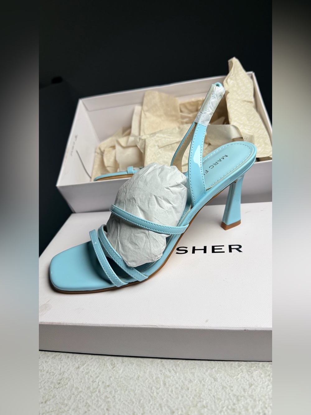 Marc Fisher Light Blue Patent Strappy Sling/Marc Fisher Women's Nalina /Size 7 - Picture 6 of 8